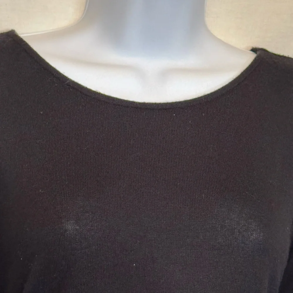 A-130 Donna Karan Sleepwear Black Short Sleeve Pajama Top‎ Size L